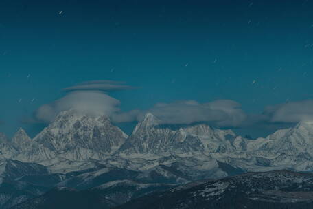 20200310 四川甘孜黑石城 贡嘎雪山 日落6k 帽子云星空延时