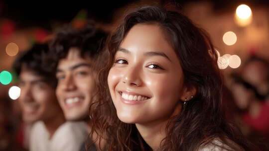 派对之夜一群年轻人的欢笑与活力