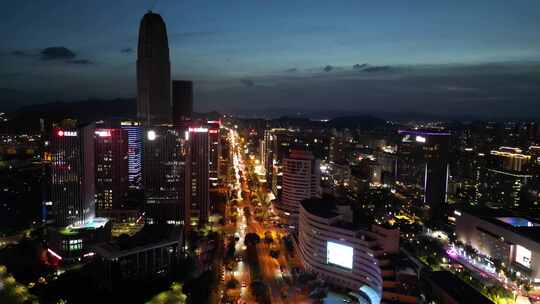 航拍台州城市夜景