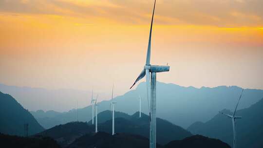 4K 风车 风能  风力发电 新能源
