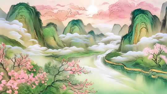 中国风山水国画动画