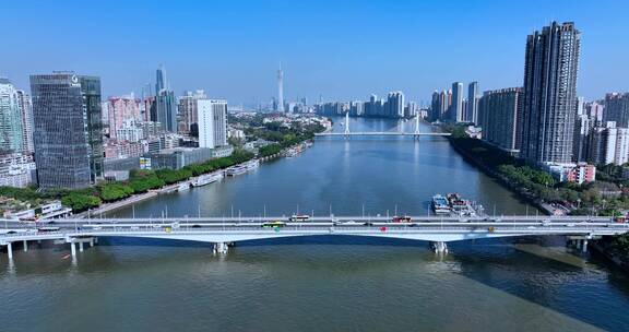 广州多桥梁交通航拍