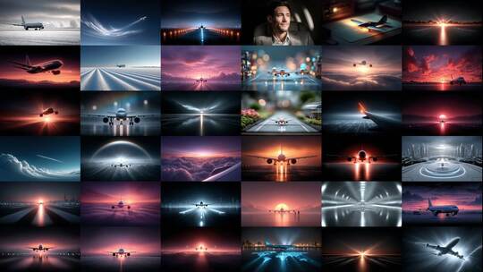 飞机起降日出日落云海穿梭(前149S快速预览)高清在线视频素材下载