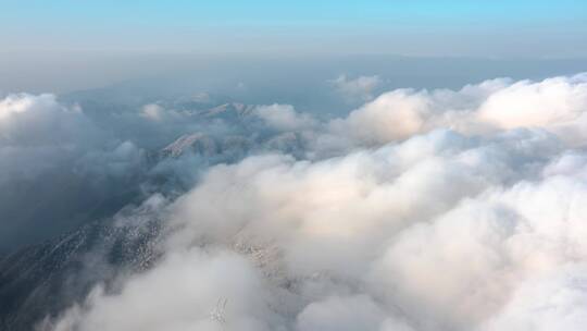 东阳东白山雪景云海航拍延时