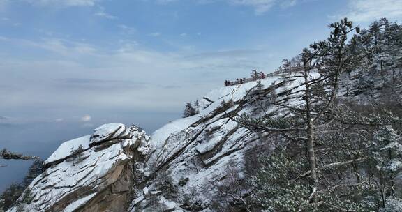 白云山雪景云海山峰航拍