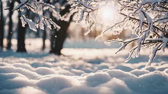 冬天积雪/冬至 /下雪/雪景/浪漫/雪地