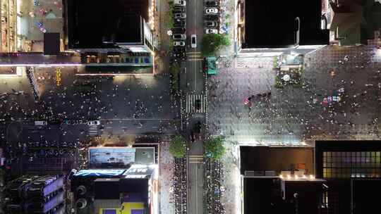 深圳大浪商业圈步行街夜景人流航拍