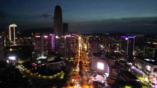 航拍台州城市夜景