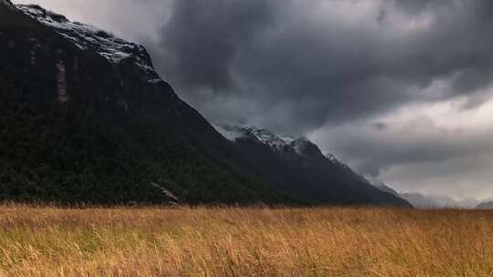 延时摄影 雪山草地云影 自然风光