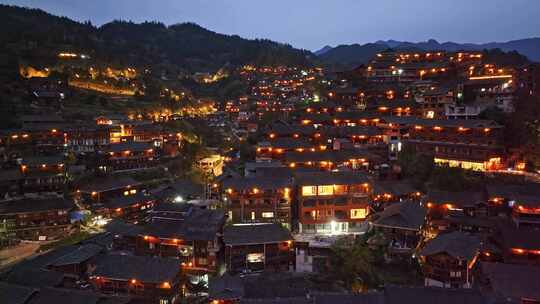 贵州黔东南西江千户苗寨璀璨古镇夜景