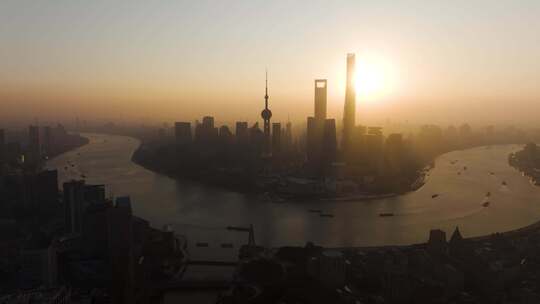 日出陆家嘴 日出上海 外滩航拍 早晨