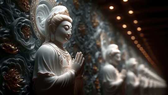 肃穆庄严的观音菩萨佛像令人心生敬畏