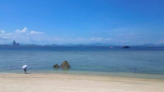 海南三亚海棠湾蜈支洲岛旅游区航拍大海