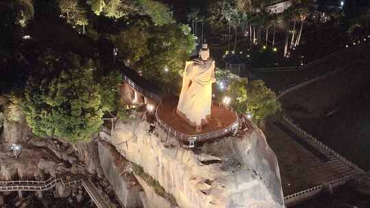 厦门思明区鼓浪屿航拍郑成功雕像夜晚夜景福