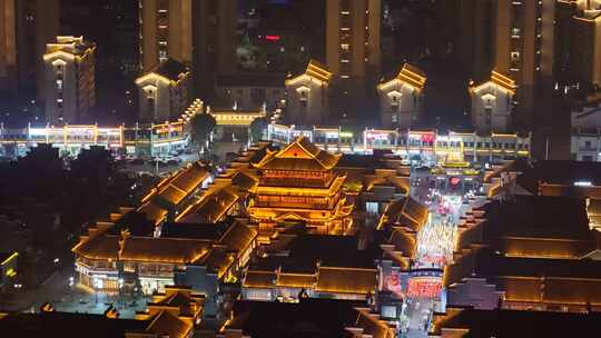 江西樟树三皇里旅游休闲街区夜景航拍