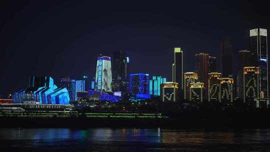 重庆夜景长江轮船大剧院视频素材模板下载