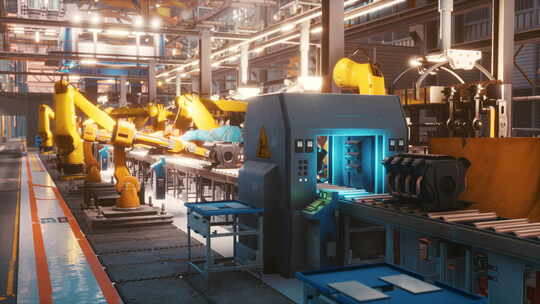 工厂机械臂自动化流水线生产