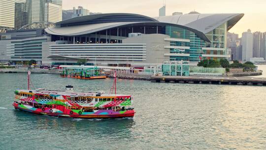 香港维多利亚港天星小轮航拍