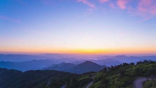 杭州临安大明山牵牛岗群山日出延时