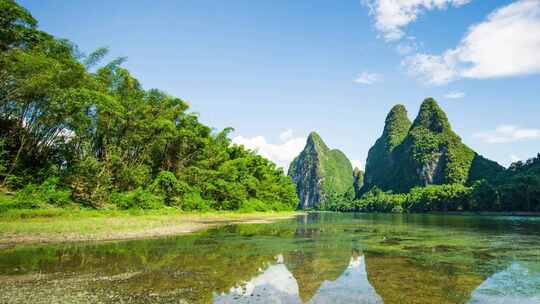 广西桂林山水漓江风景延时