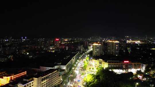 广东肇庆夜景端州四路夜景航拍