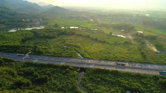 航拍广东高速公路车流 乐广许广