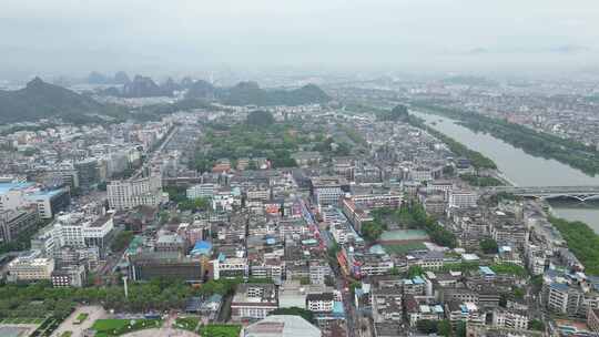 广西桂林城市风光航拍清晨迷雾 (70)