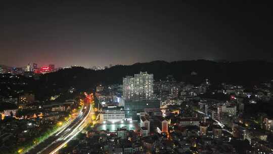 航拍福建厦门城市夜景