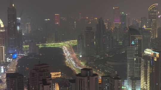 航拍上海浦西 延安高架夜景