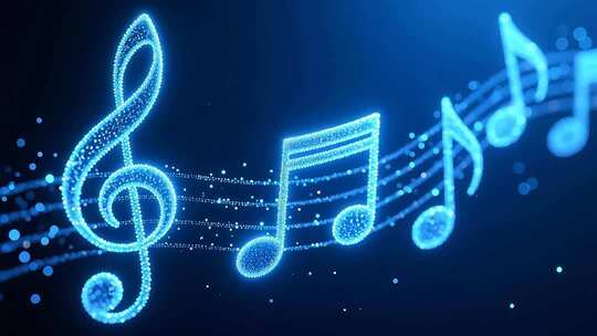 蓝色粒子音符跳动4K