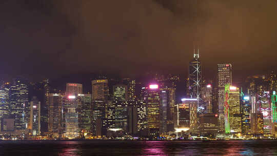 香港城市夜景高空延时拍摄