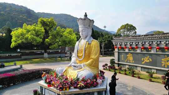 三平寺寺庙元素佛像古建筑航拍合集素材