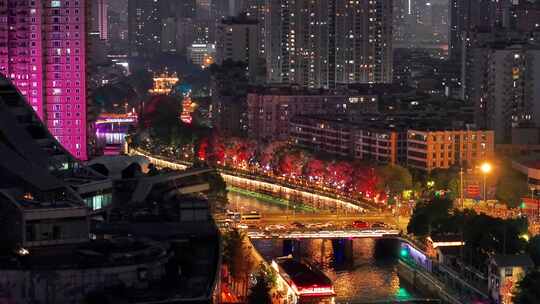 成都夜景航拍城市大景