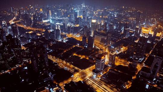 黄浦区夜景航拍风光