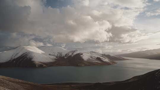 河流湖泊雪山延时摄影