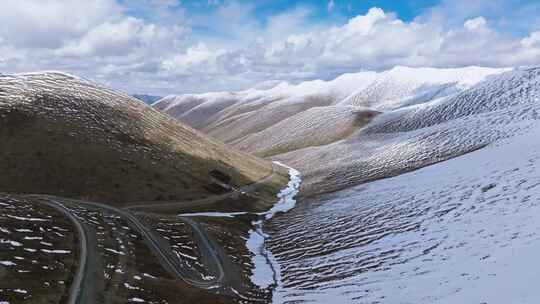 航拍巴颜喀拉山三江源黄河源头青藏高原雪山