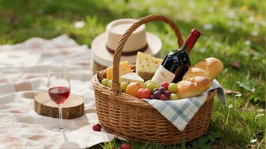 立春郊外草地野餐唯美浪漫生活画面