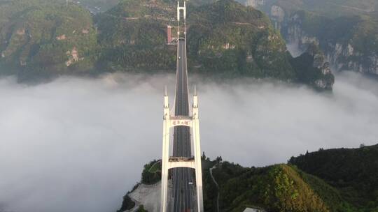 旅游景区湖南湘西矮寨大桥航拍