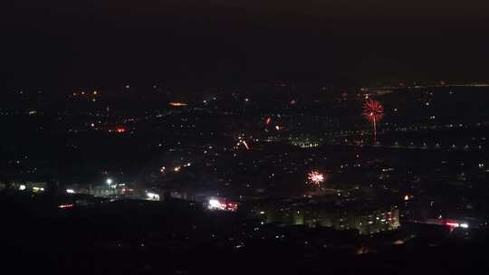 夜景 航拍 过年 放烟花 年味 城市