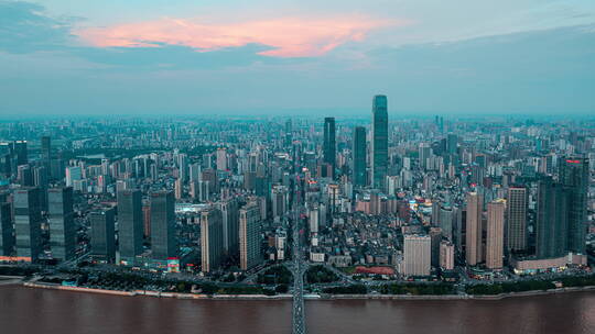 长沙夜景航拍延时摄影