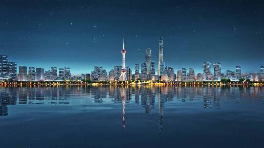 震撼城市夜景天际线三维动画