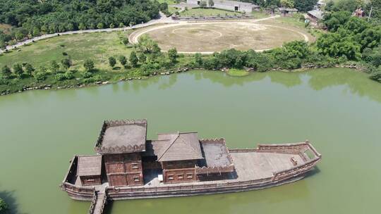 航拍湖北赤壁三国古战场5A景区