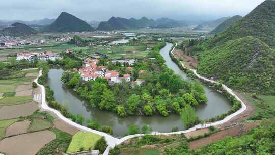 贵州安顺小河湾美丽乡村旅游景区航拍风光