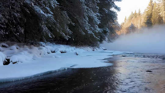 冬季冰雪河流水流