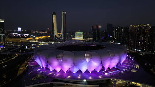 航拍杭州亚运会奥体中心体育场