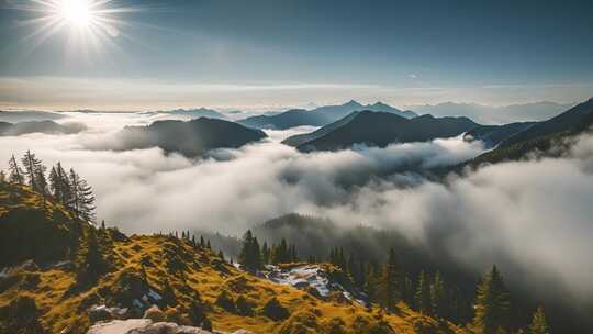 山间云海日出全景