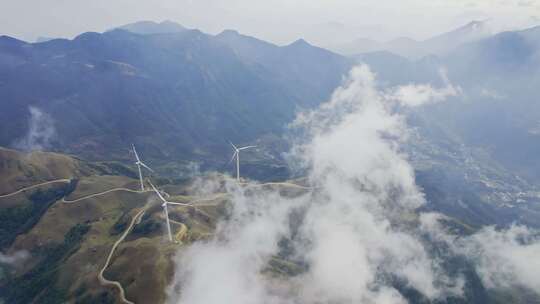 高空航拍俯视云雾山川自然风景