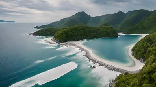 海岸山林自然风光俯瞰