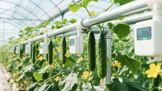 温室大棚内黄瓜种植素材