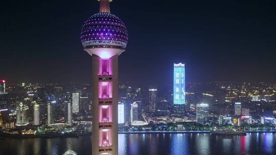 上海东方明珠电视塔夜景特写